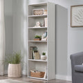 5-Shelf Bookcase in Soft White - Adjustable Shelves & Enclosed Back