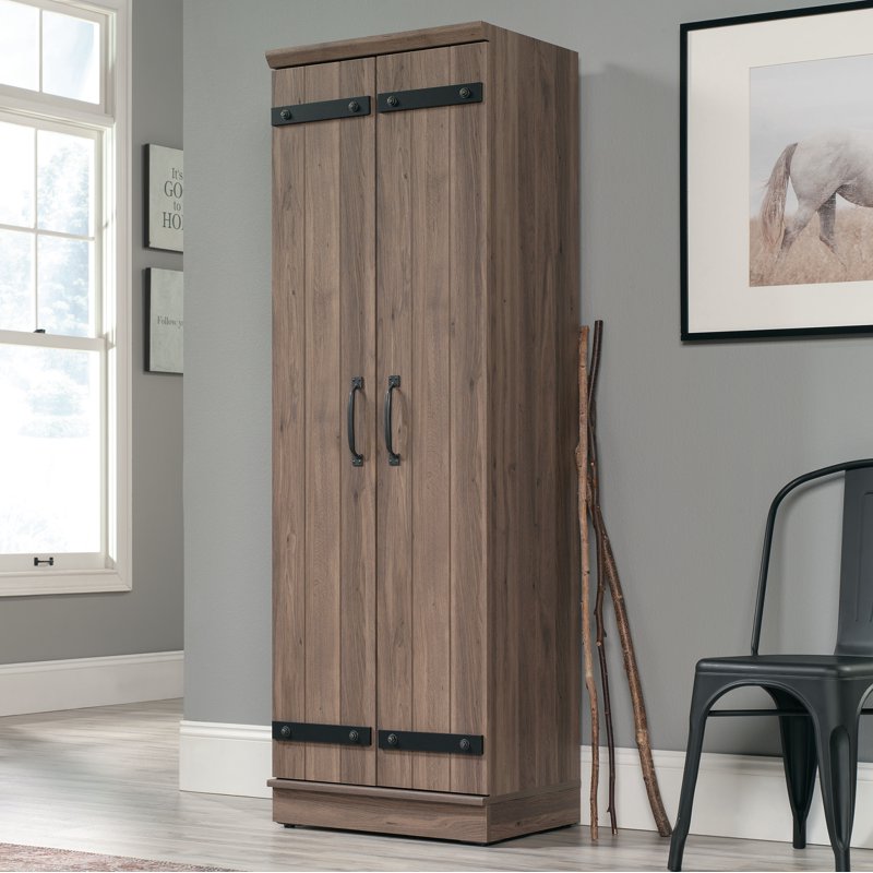 2-Door Storage Cabinet with Adjustable Shelves - Salt Oak Finish