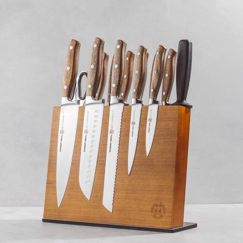 14-Piece Acacia Kitchen Knife Set with Magnetic Block