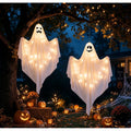 Halloween Ghost Decor Light Set - White, 48-Inch Hanging Ghosts with LED Lights, Outdoor Yard & Garden Decoration