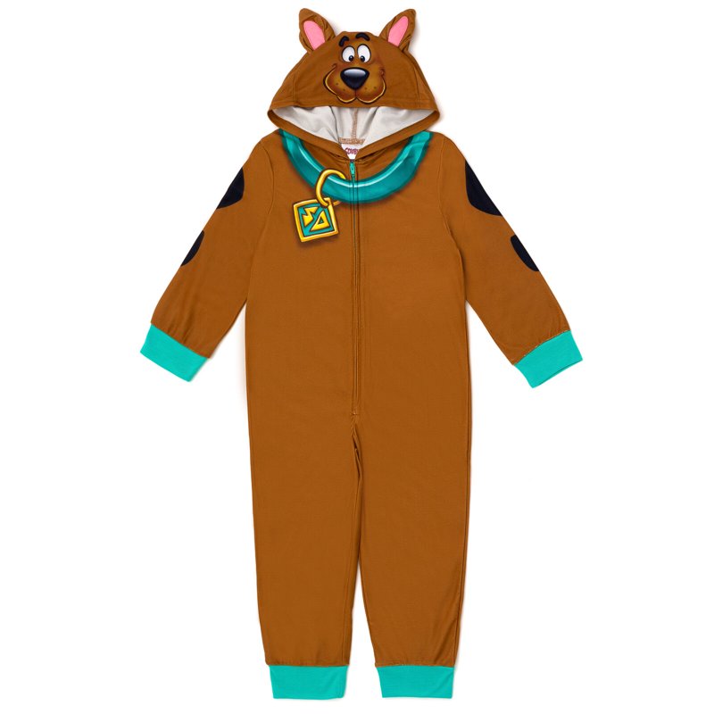 Kids Scooby-Doo Pajama Coverall - Brown, Toddler to Big Kid, Zip Up Cosplay