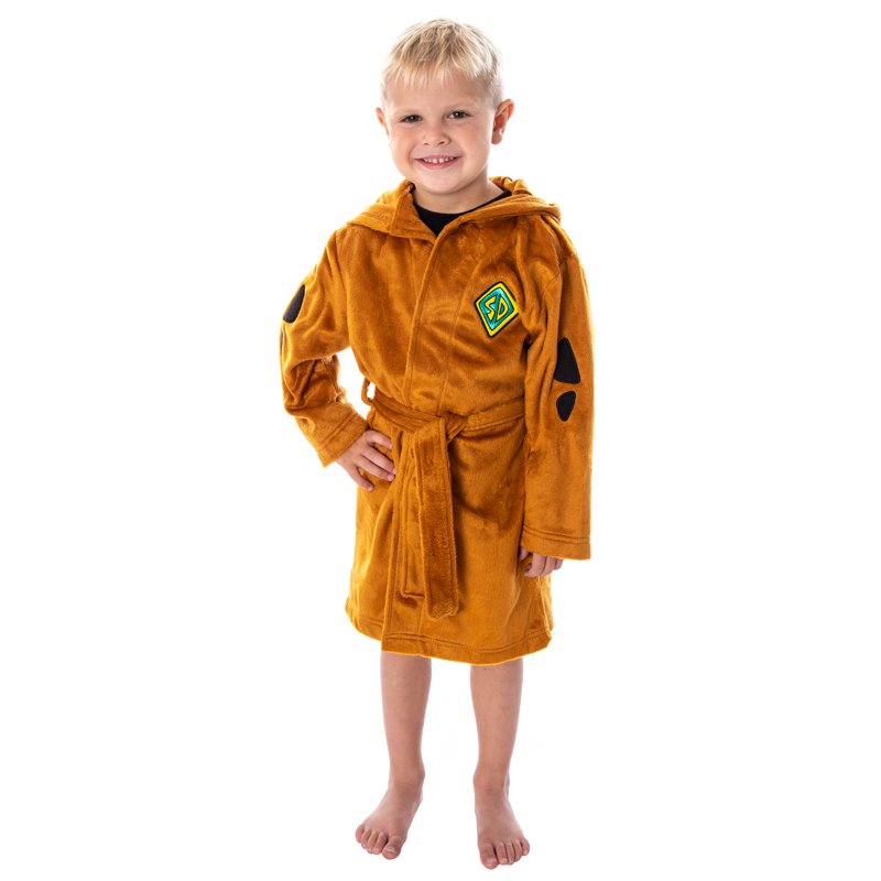 Toddler Scooby-Doo Hooded Costume Robe - Soft Plush with Ears, Brown 4T-5T