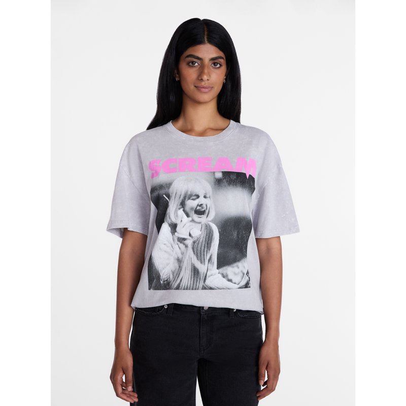 Women's Halloween Graphic Tee - Grey S - Terrifier Movie Franchise