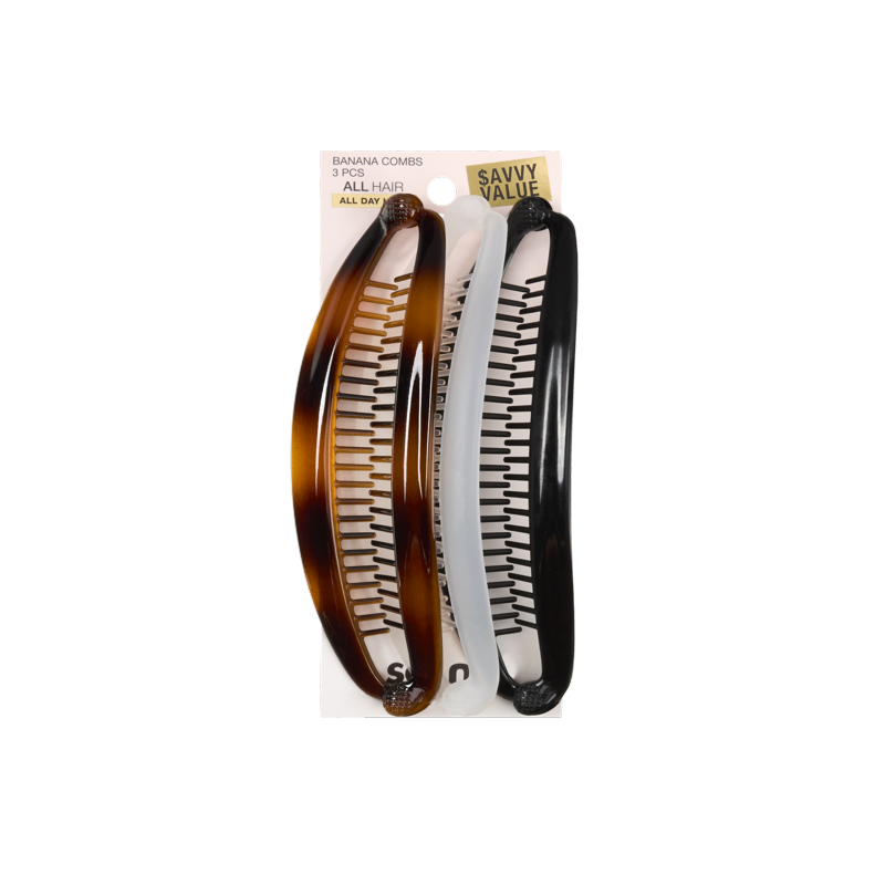Large Banana Hair Clips - Set of 3 Comfortable Hair Combs for Thick Hair