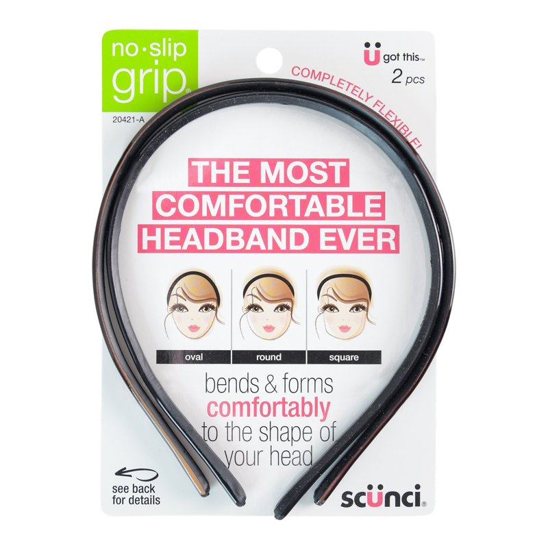 Flexible No-Slip Skinny Headbands for All Hair Types, 2 Pack