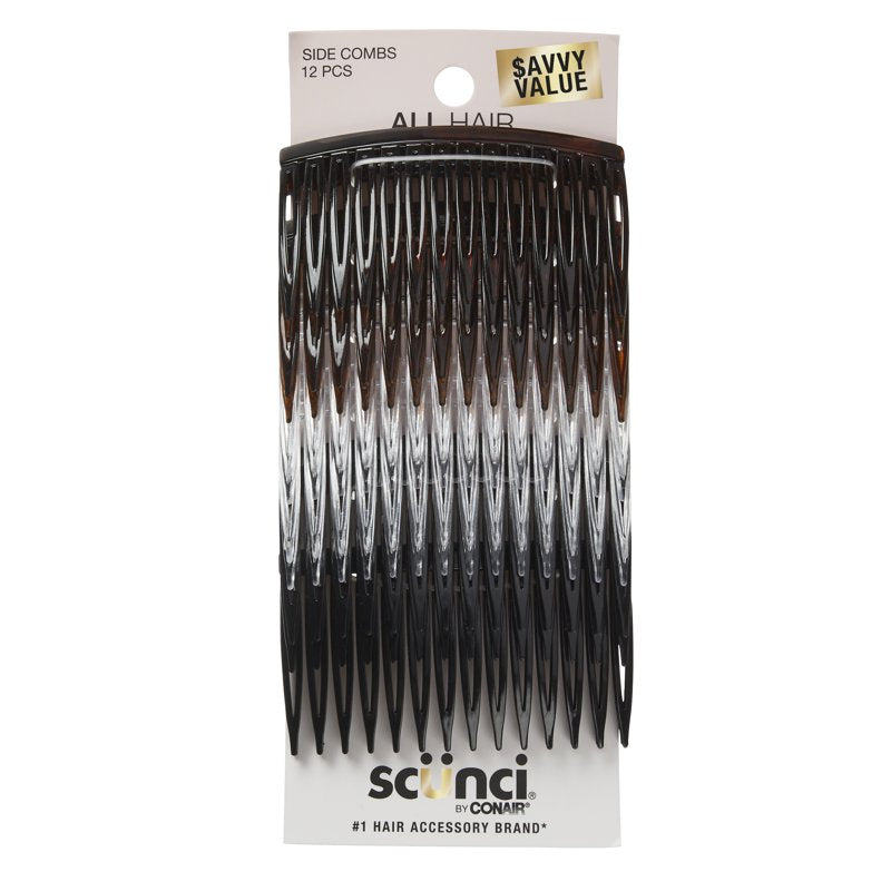 12-Pack Plastic Side Hair Combs - Multicolor Set for Styling