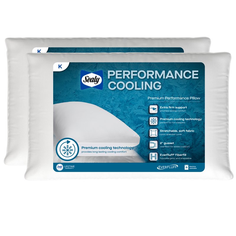 King Cooling Support Bed Pillow - Extra Firm, Hypoallergenic, Washable