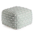 22-Inch Teal and Ivory Pouf Ottoman - Handmade, Durable, Versatile