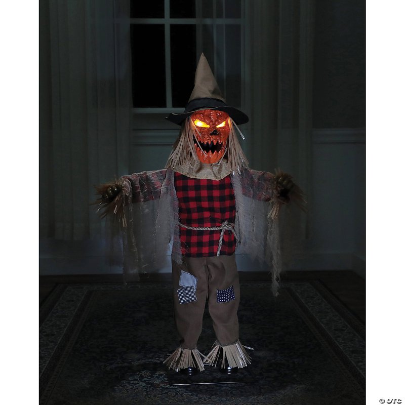 36-Inch Animated Twitching Scarecrow Prop with Light-Up Eyes & Speaking Phrases
