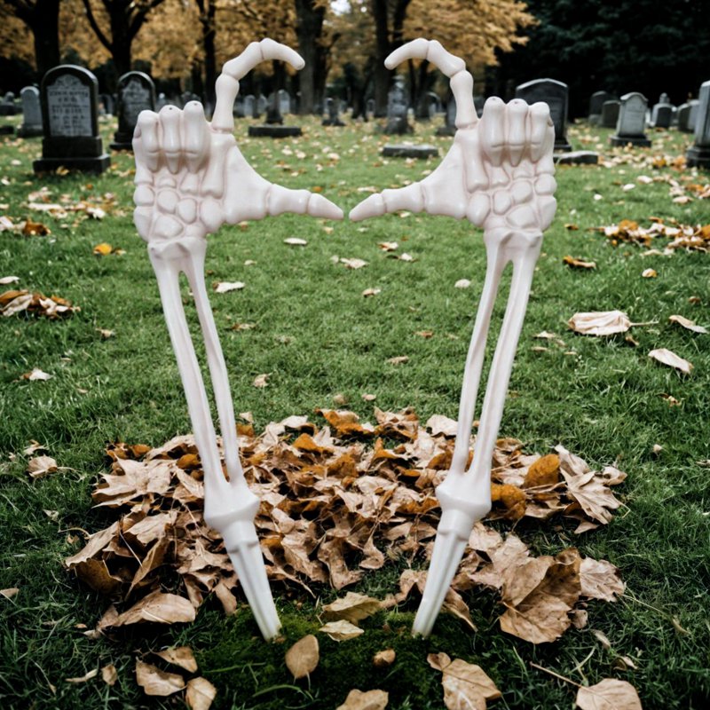 Halloween Skeleton Hand Stakes - Love Pose Lawn Decorations, 17 Inch Outdoor Yard Decor