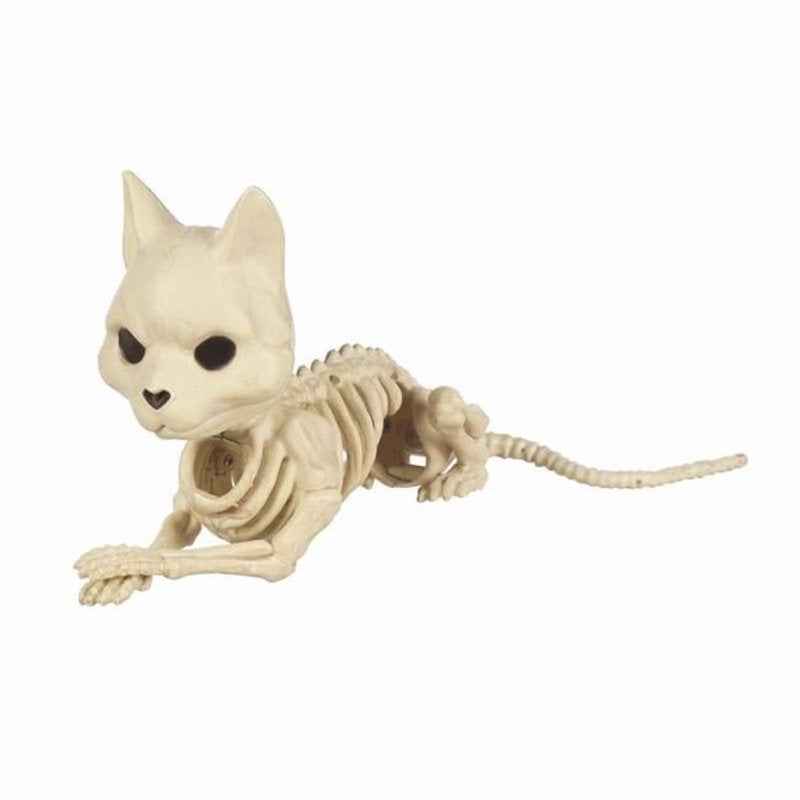 6.5-Inch Skeleton Cat Halloween Decor for Indoor & Outdoor Spooky Scene
