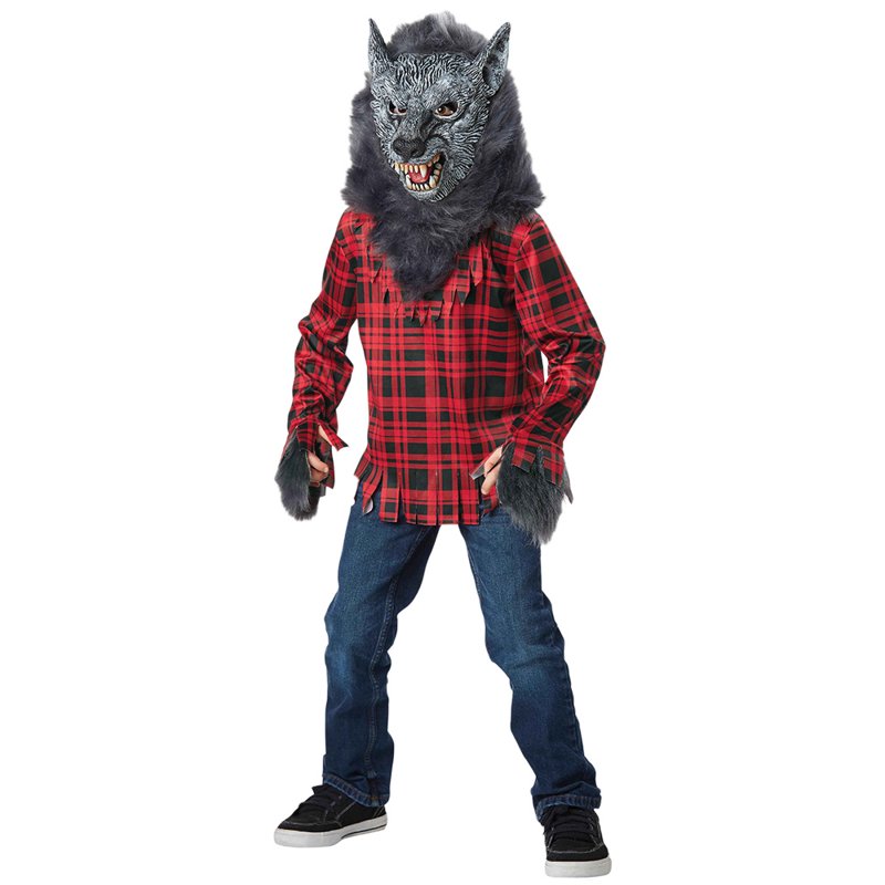 Boys Gray Full Moon Werewolf Costume M 8-10 US - Halloween Fancy Dress