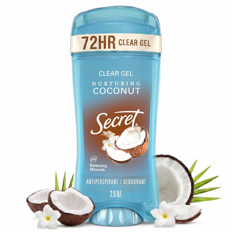 Coconut Scent Antiperspirant Deodorant for Women - Clear Gel, 2.6 oz