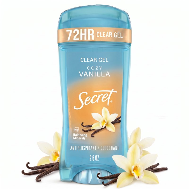 Clear Gel Antiperspirant Deodorant for Women, Cozy Vanilla Scent, 2.6 oz