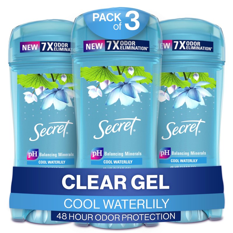 Clear Gel Antiperspirant and Deodorant for Women, Waterlily Scent, 2.6oz (3 Pack)