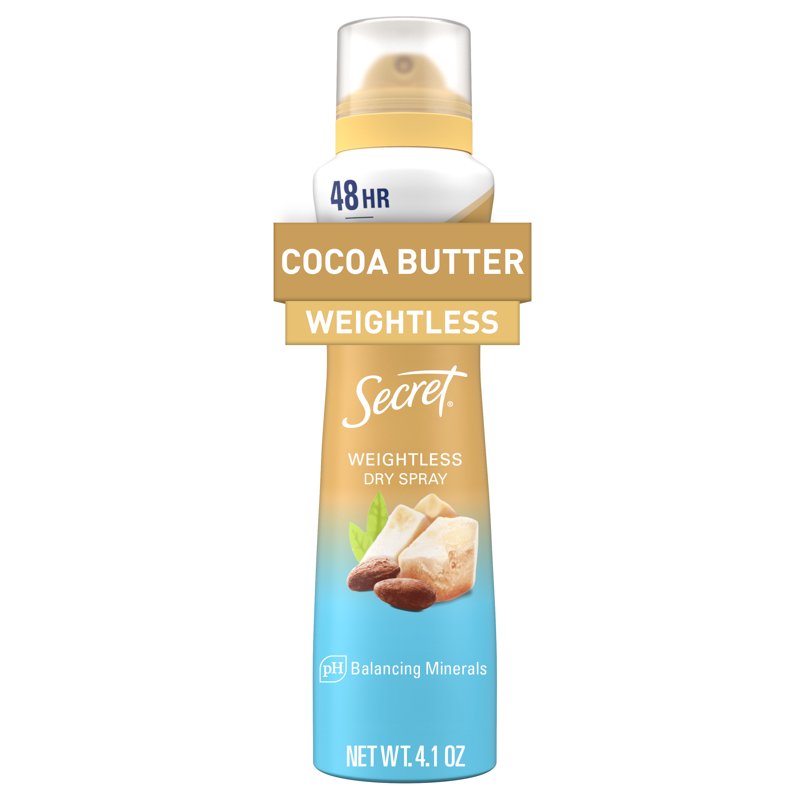 Weightless Dry Spray Antiperspirant & Deodorant for Women, Cocoa Butter, 4.1oz