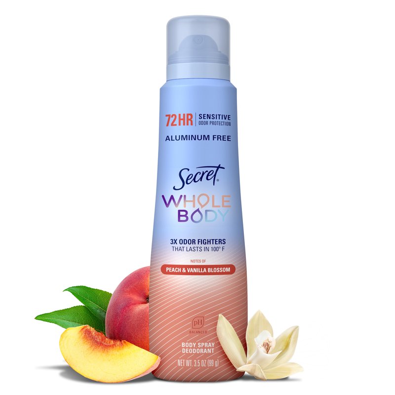 Whole Body Deodorant Spray, Aluminum-Free Peach & Vanilla, 3.5oz