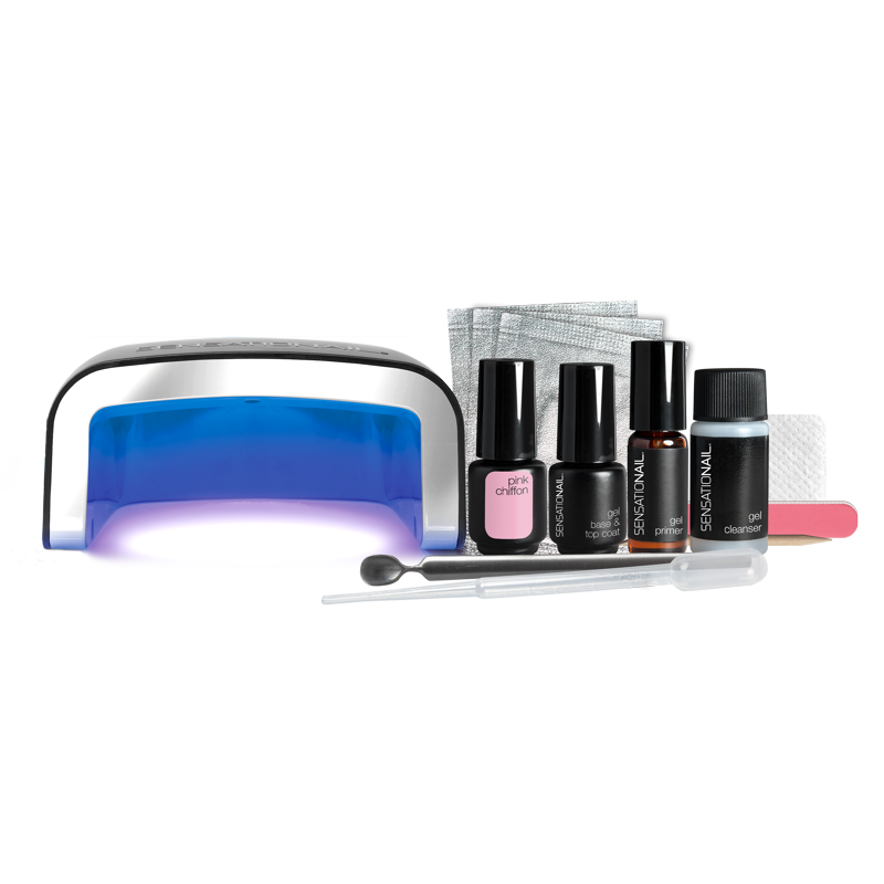 Gel Nail Polish Starter Kit with LED Lamp and Removal Tools - Pink Chiffon