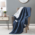 Serta Fleece to Sherpa Heated Throw Blanket - 50x60 Inch, Blue