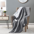 Serta Fleece to Sherpa Heated Throw Blanket - 50x60 Inch, Dark Grey