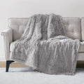 Grey Serta Leena Shaggy Faux Fur Heated Throw Blanket 50x60 Inch
