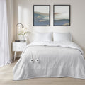 Full Light Grey Polyester Fleece to Sherpa Heated Blanket - Serta ST54-0138
