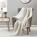 Serta Heated Throw Blanket - Tan Fleece to Sherpa 50x60 Inch