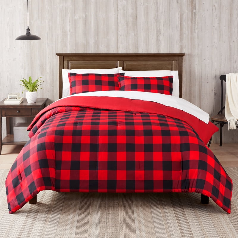 Full Red Buffalo Check 7-Piece Bedding Set - Serta Simply Clean