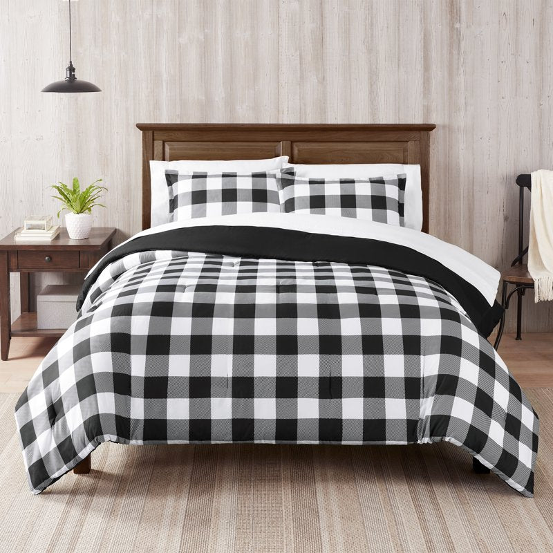 Queen Serta Simply Clean Bed in a Bag Bedding Set - Black Buffalo Check