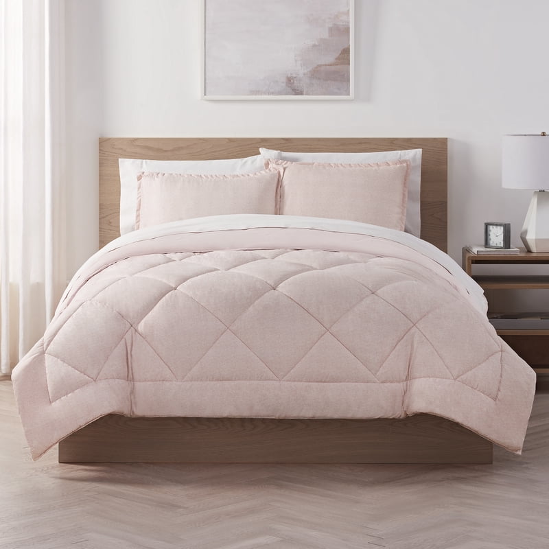 Pink Twin Reversible Cooling Bed Set - Supersoft Comforter & Solid Sheets