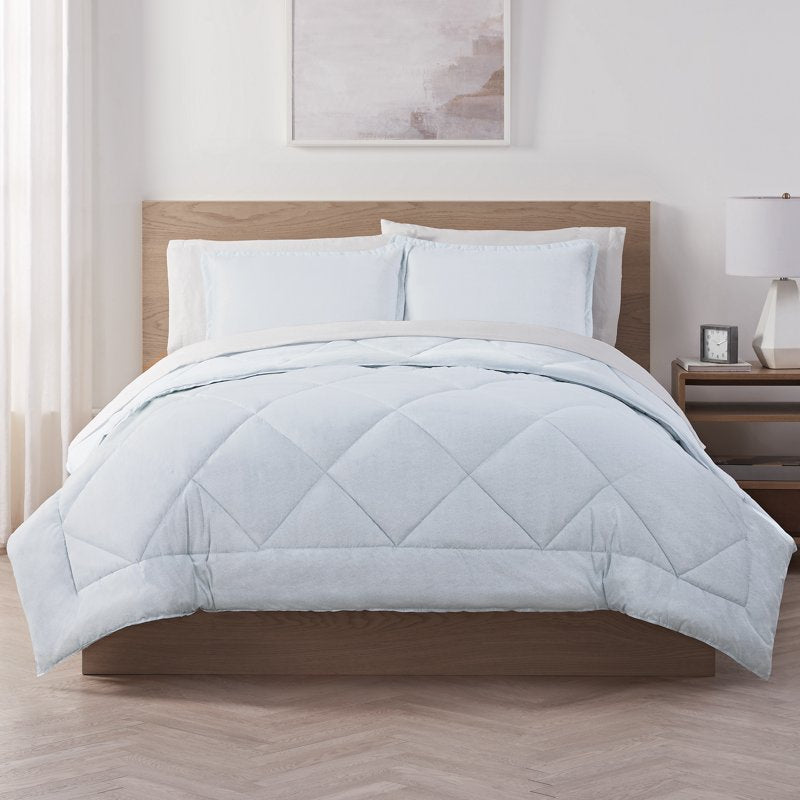 Cooling Bed Set with Reversible Comforter and Sheets - King Sky Blue
