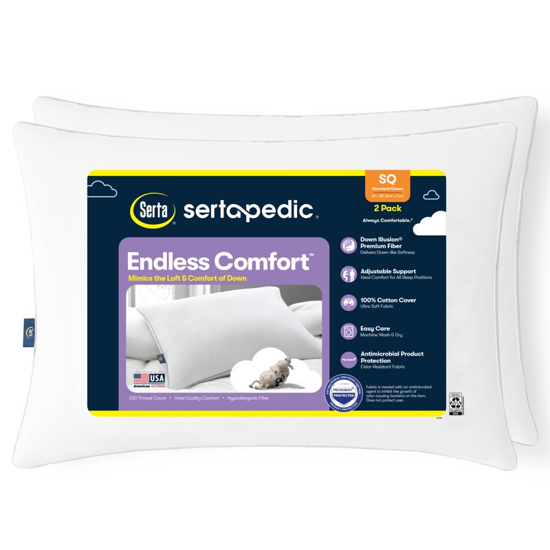 Sertapedic Endless Comfort Bed Pillow Set - Standard/Queen 2-Pack