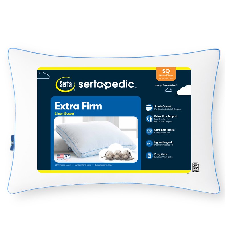 Extra Firm Hypoallergenic Bed Pillow - Queen/Standard Size, Supportive