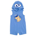 Sesame Street Cookie Monster Hooded Cosplay Romper for 0-3 Months - Blue