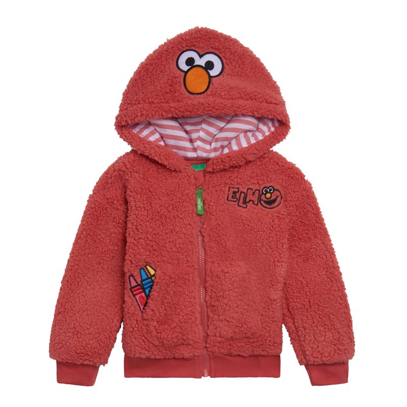 Elmo Cozy Sherpa Zip Up Hoodie for Infants and Little Kids - Red 5T