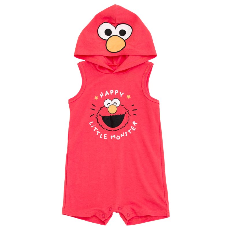 Elmo Hooded Cosplay Romper for Babies and Kids - Red, 12 Months