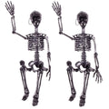 Set of 2 60-Inch Animated Skeleton Decor with Light-Up Eyes and Moving Jaws - Battery Operated for Indoor Outdoor Halloween
