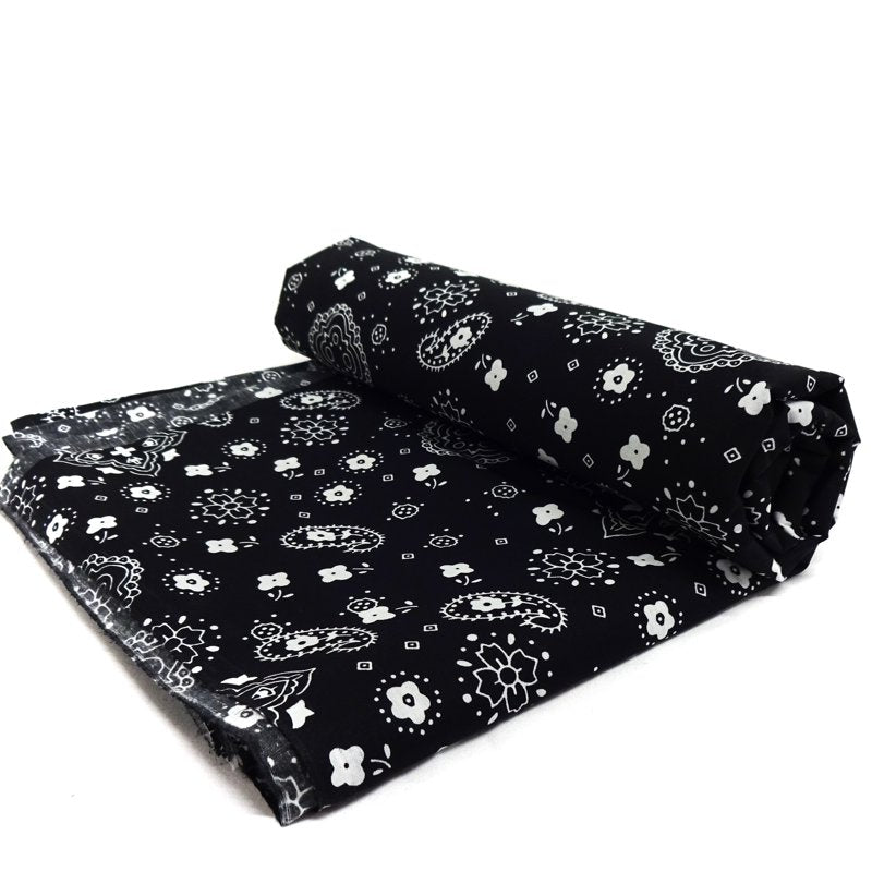 Poly Cotton Fabric Bandana - 3 Yards Black Craft Material for Sewing & Decor