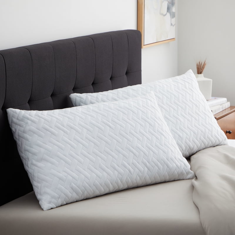 Queen Shredded Memory Foam Pillow 2 Pack - Supportive Hypoallergenic Bed Pillows