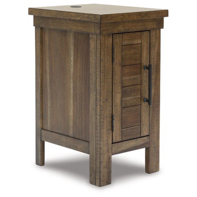 Grayish Brown Chairside End Table with USB Charging