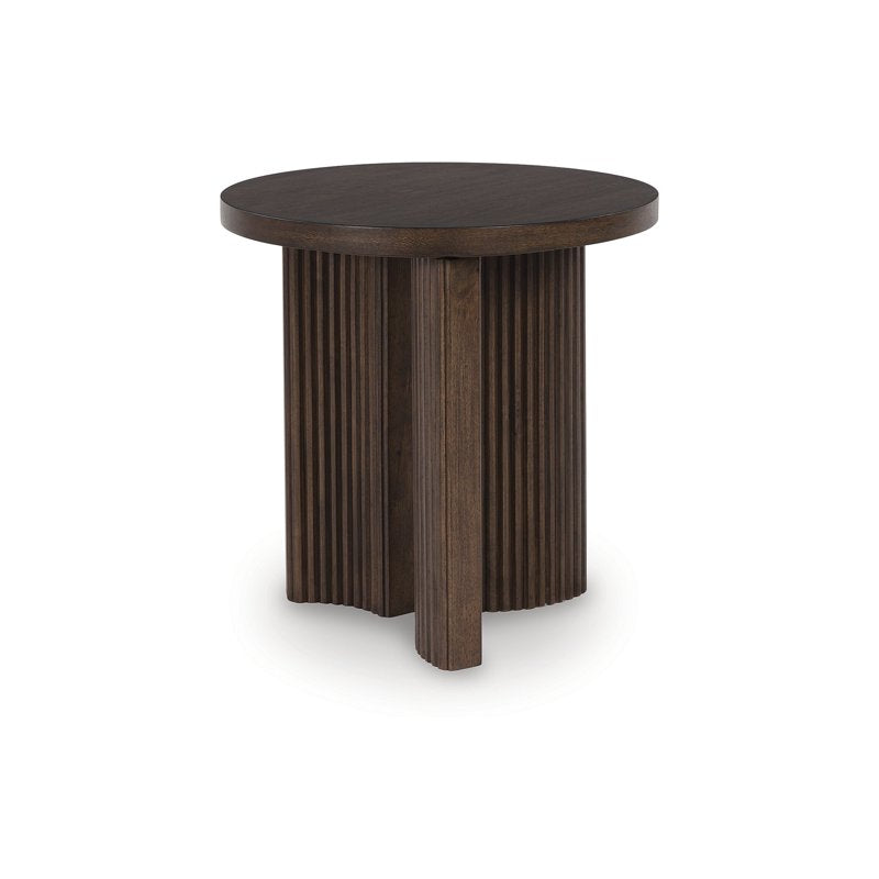 Contemporary End Table with Dark Brown Wood Finish