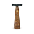 Accent Table with Black Marble Top and Wood Base - Brown