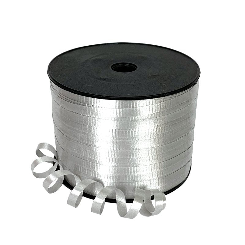 Silver Curling Ribbon 350 Yards - Crimped Gift Wrap & Decoration Ribbon - Gwen Studios - Silver, Single