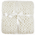 Cream Knitted Throw Blanket 50x60 Inches - Soft Hand-Knitted Home Decor