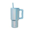 30 Oz Insulated Stainless Steel Tumbler with Straw Lid - Blue Sparkle