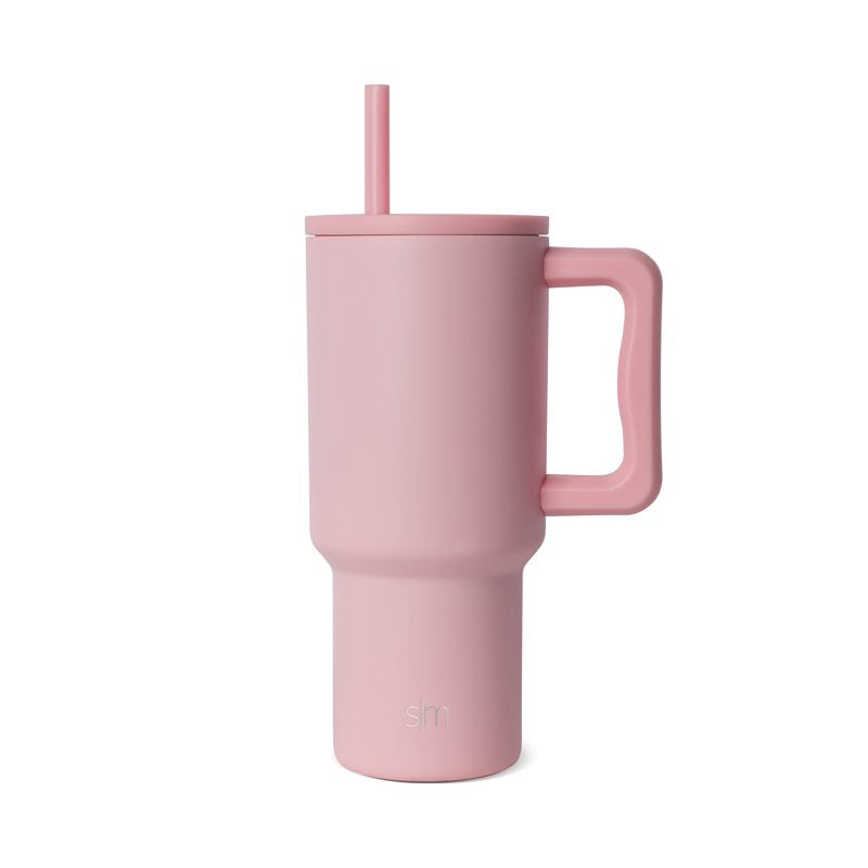 Insulated Stainless Steel Trek Tumbler with Straw Lid - Blush Pink
