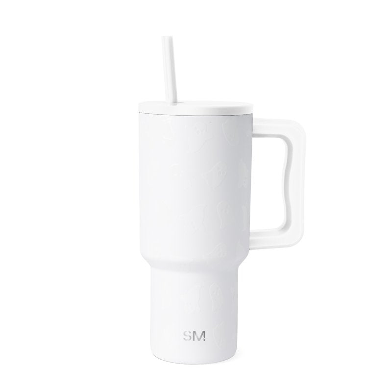 Insulated Stainless Steel Trek Tumbler with Straw Lid - Cute Ghosts