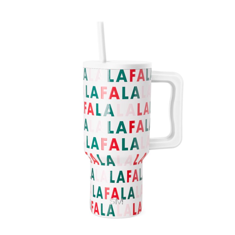 Insulated Stainless Steel Trek Tumbler with Straw Lid - Fa La La