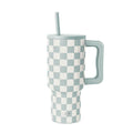 30 oz Insulated Stainless Steel Trek Tumbler with Straw Lid - Seaglass Sage Checkmate