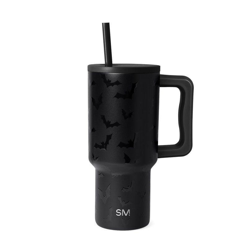 Insulated Stainless Steel Trek Tumbler with Straw Lid - Spooky Bats
